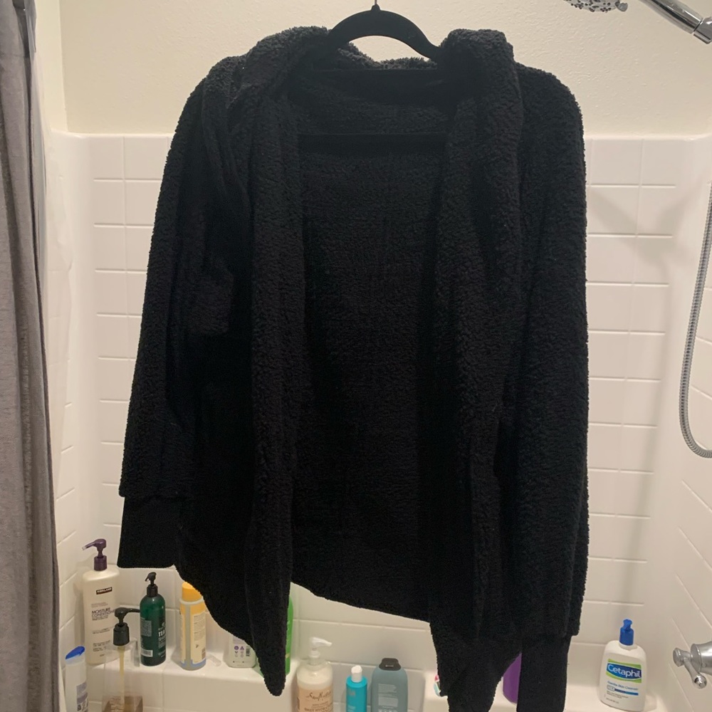 Womens black fleece cardigan